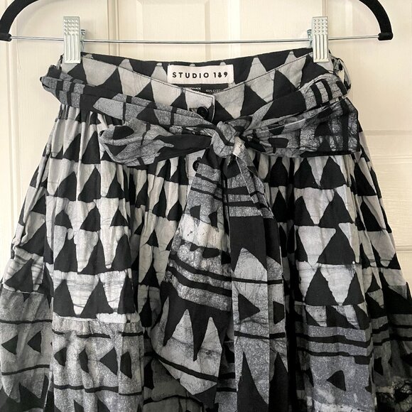 Studio 189 Hand Batik Mixed Print Belted Midi Skirt - Picture 3 of 6